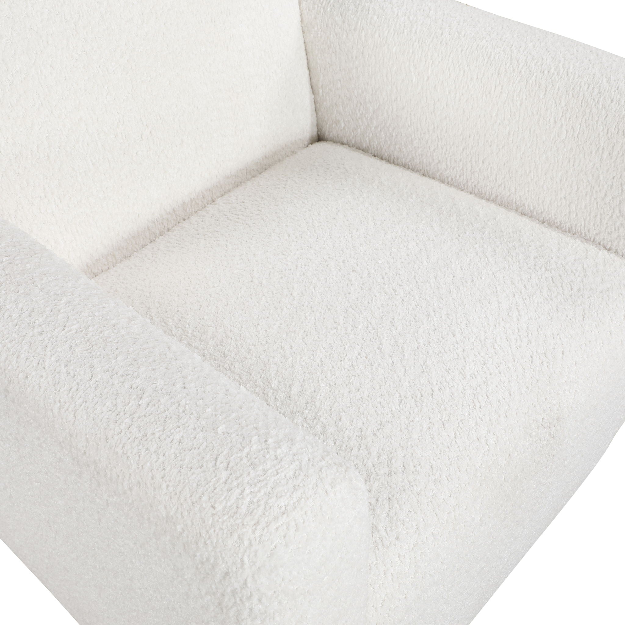 Mason - Boucle Fabric Arm Chair With Wooden Legs - White