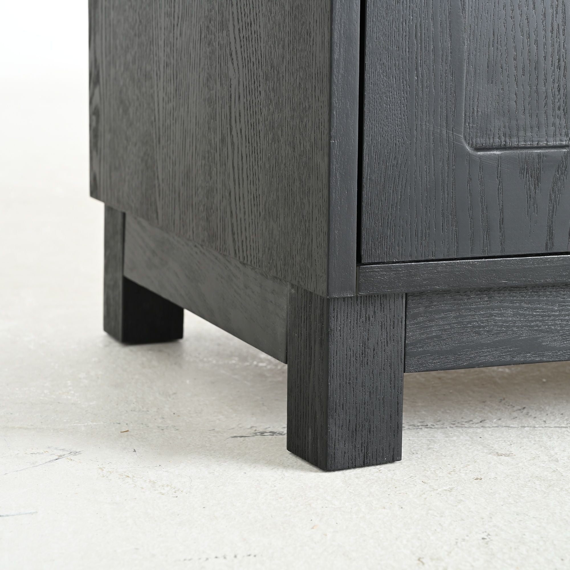 Mid Century Modern Style Tall Display Cabinet With Glass Doors For Collectibles - Black