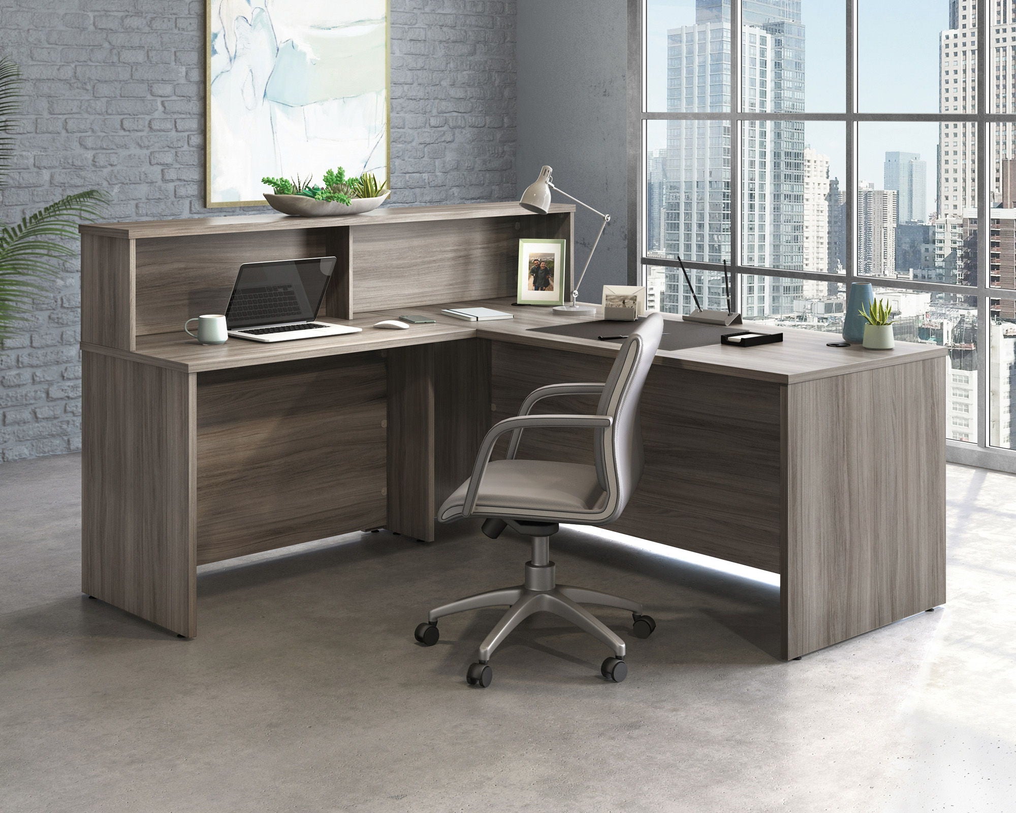 Reception Desktop Hutch in Hudson Elm