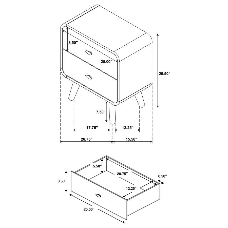 Robyn - 2-Drawer Nightstand
