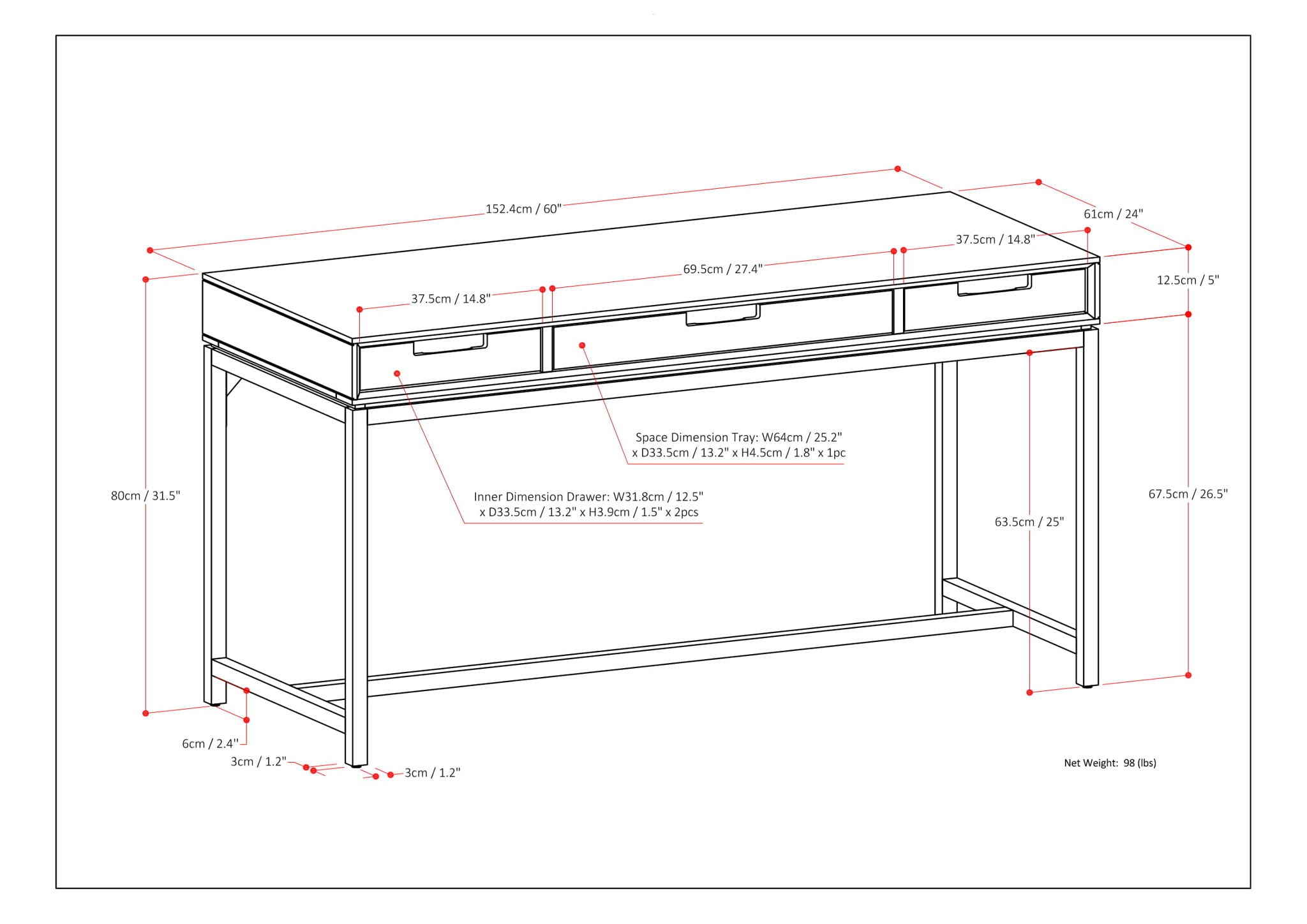 Banting - Mid Century Desk - Walnut Brown