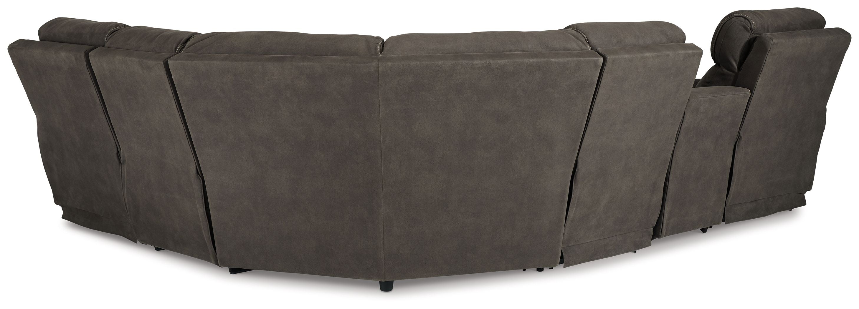 Signature Design by Ashley® Hoopster - Gunmetal - Zero Wall Power Recliner With Console 6 Pc Sectional | Meri Furniture