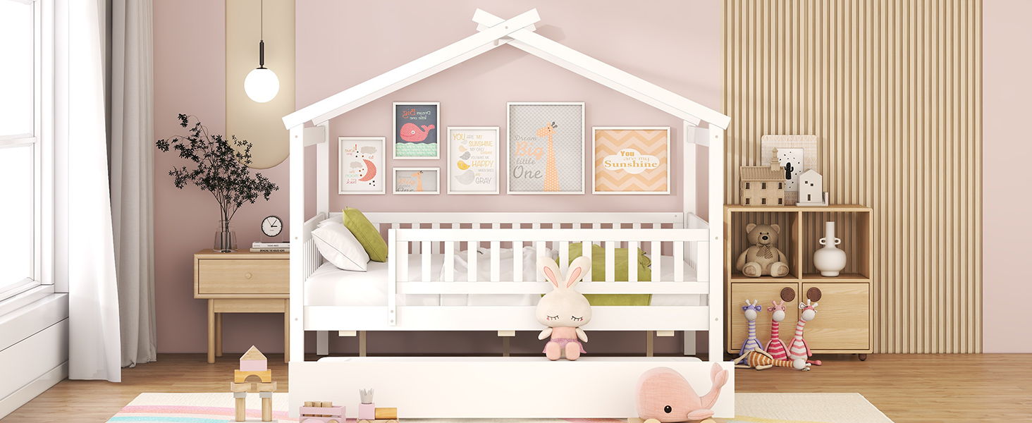 Creativity House Bed With Twin Size Trundle