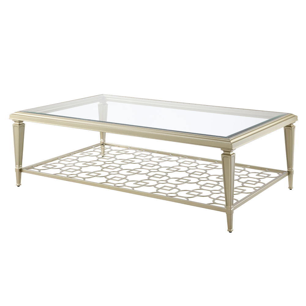 ACME Zaba - Coffee Table - Glass Top & Silver | Meri Furniture