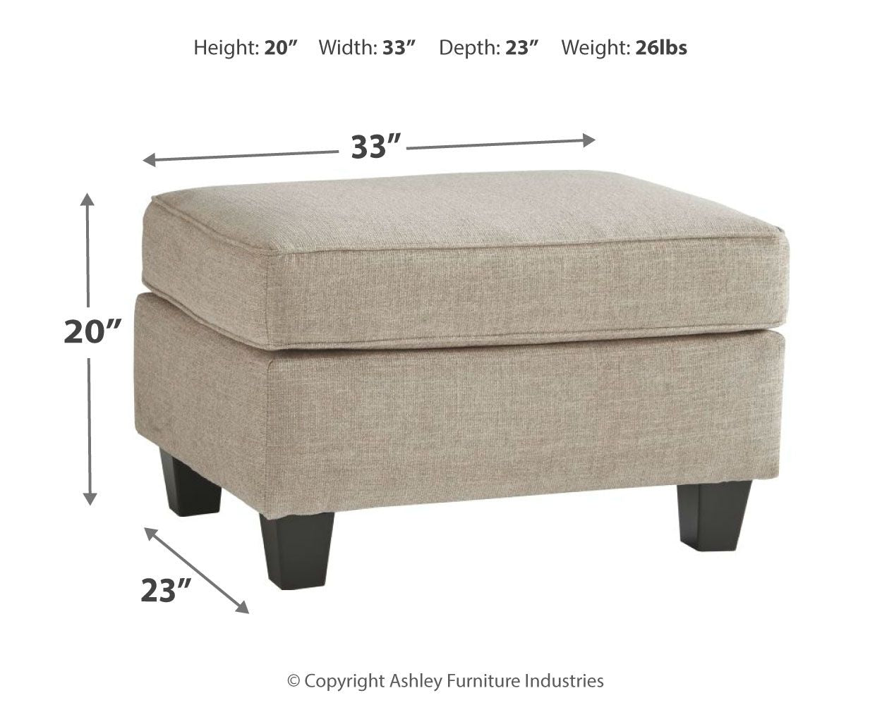 Ashley Furniture Abney - Driftwood - Ottoman | Meri Furniture