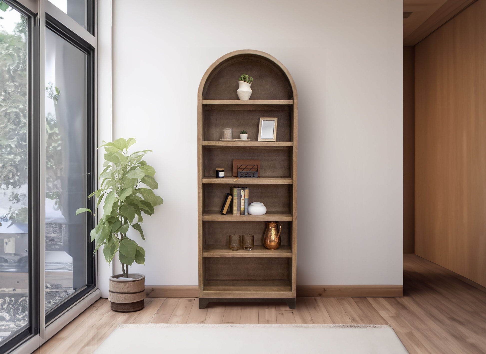 International Furniture Direct Natural Parota - Bookcase - Brown Cappuccino | Meri Furniture