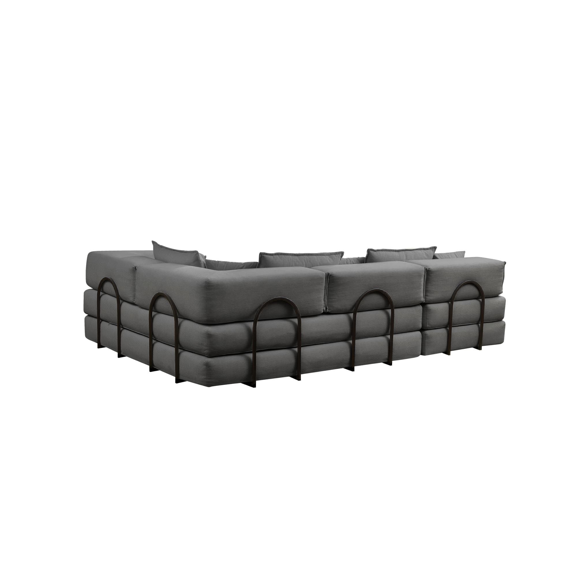 Modular L Shaped Floor Living Room Sofa Set With 6 Pillows