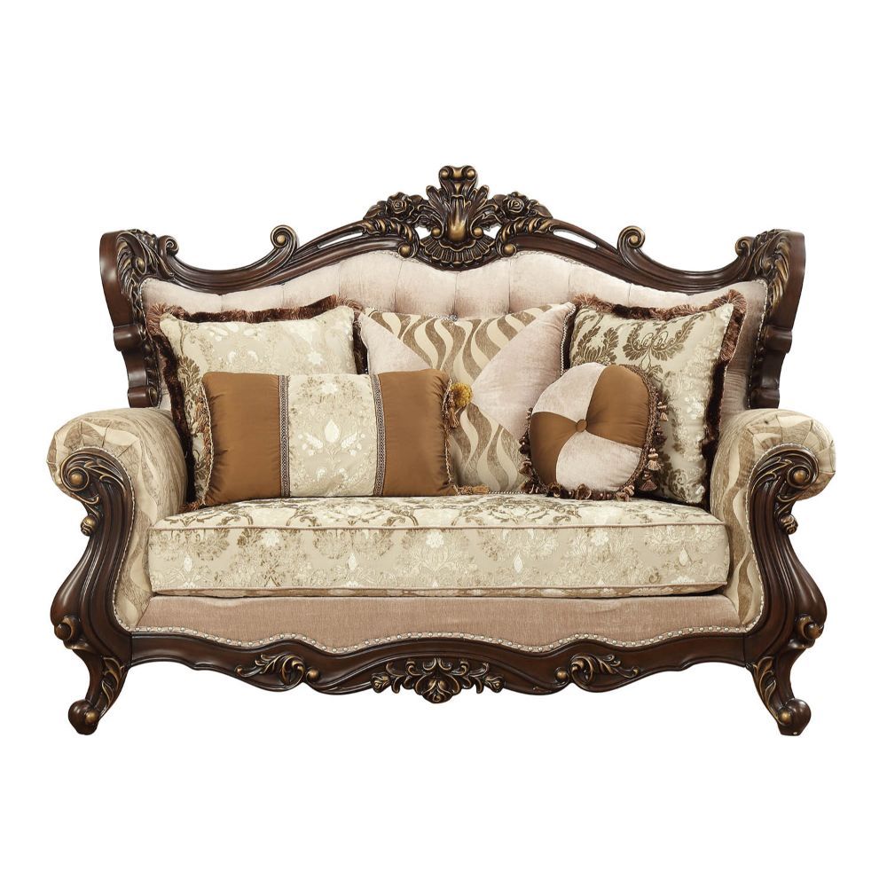 ACME Shalisa - Loveseat - Fabric & Walnut | Meri Furniture