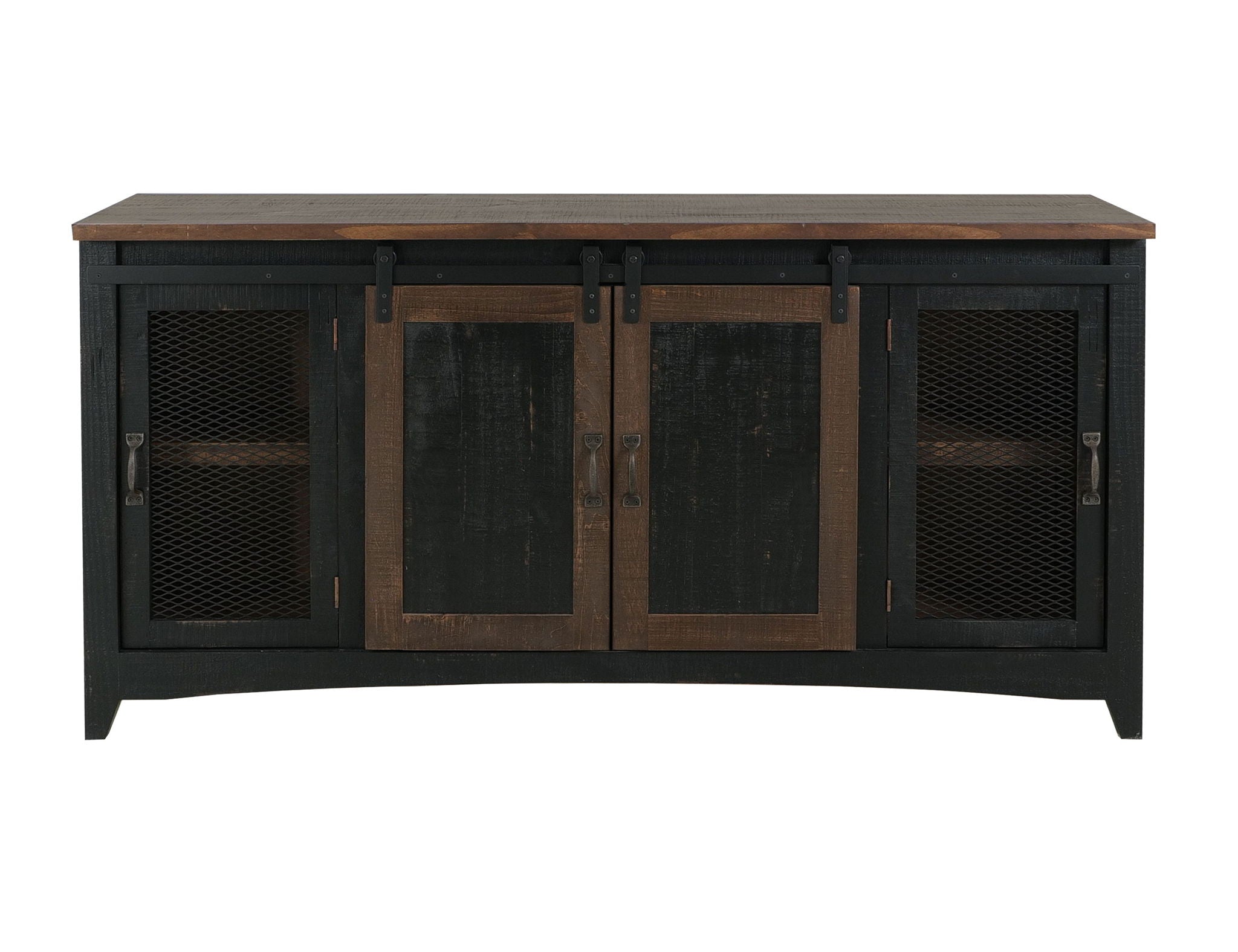 Pueblo - TV Stand / Console / Wall Unit - Black / Medium Brown