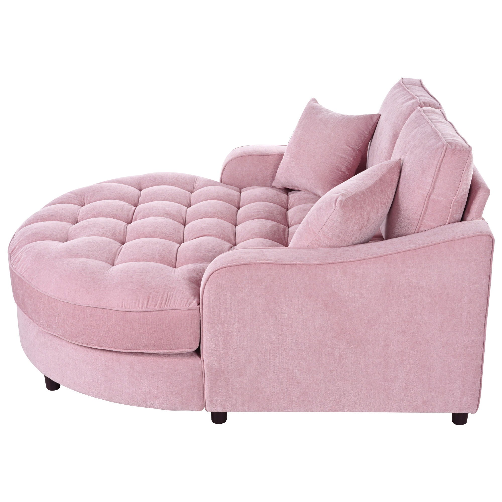 Modern Chaise Lounge Upholstered Sofa Couch With Tufted Seat And Detachable Pillows For Living Room
