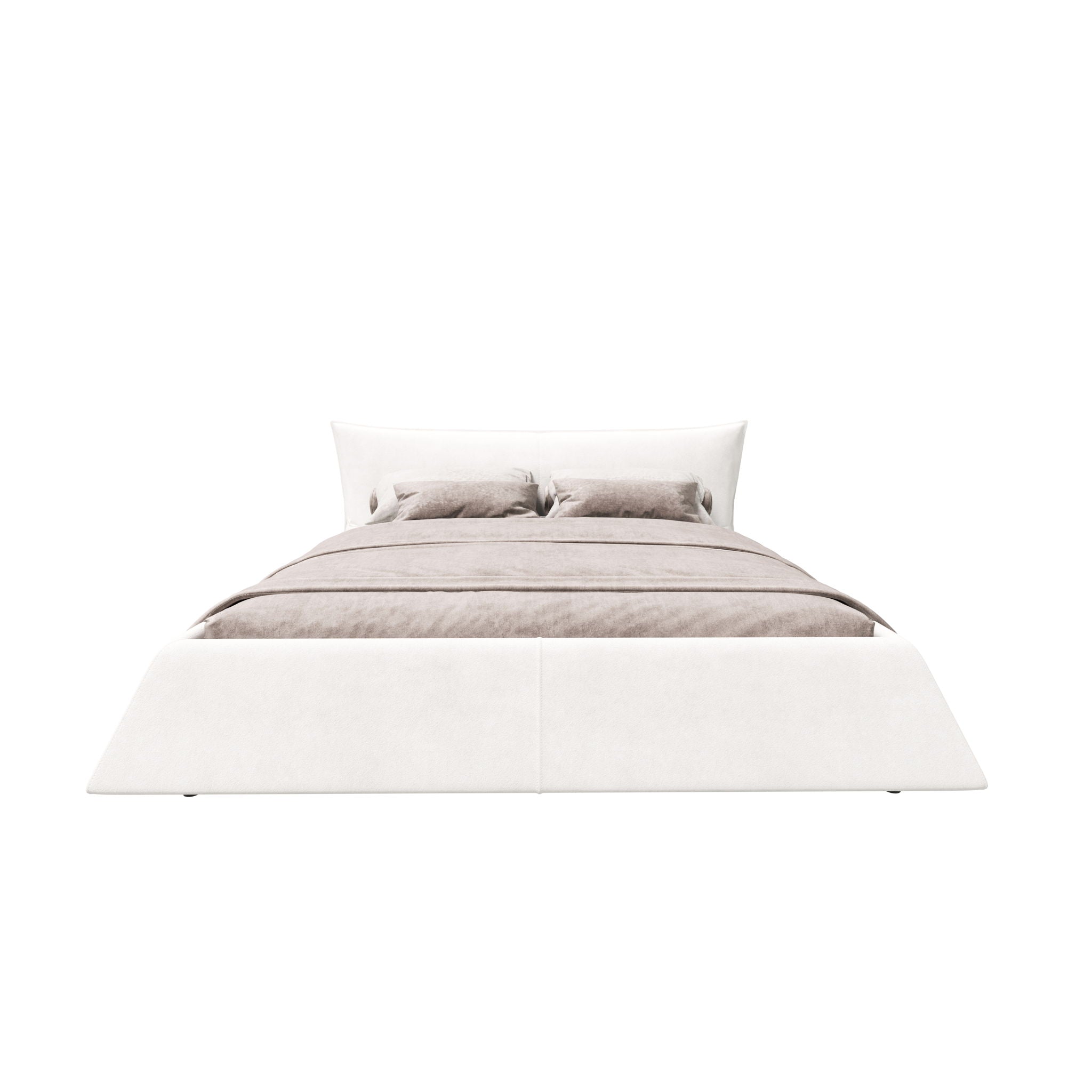 Upholstered Platform Bed With Special Shaped Velvet Headboard