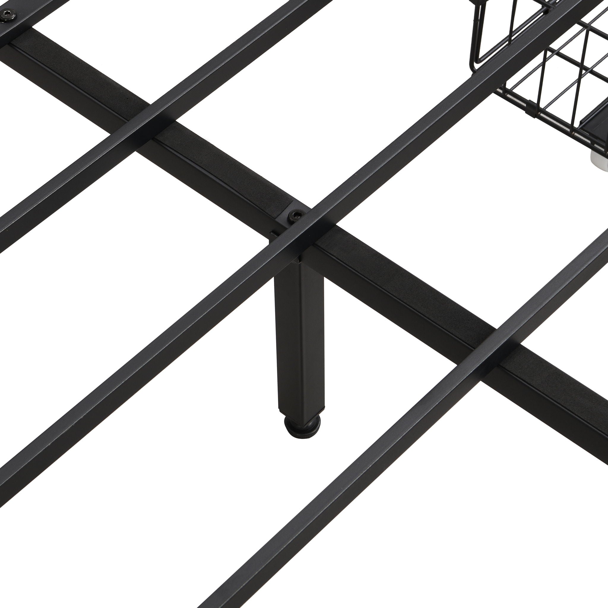 Contemporary Bed Frame With Storage Headboard, Charging Station, LED Lights