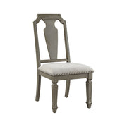 ACME Zumala - Side Chair (Set of 2) - Beige Linen & Weathered Oak Finish | Meri Furniture