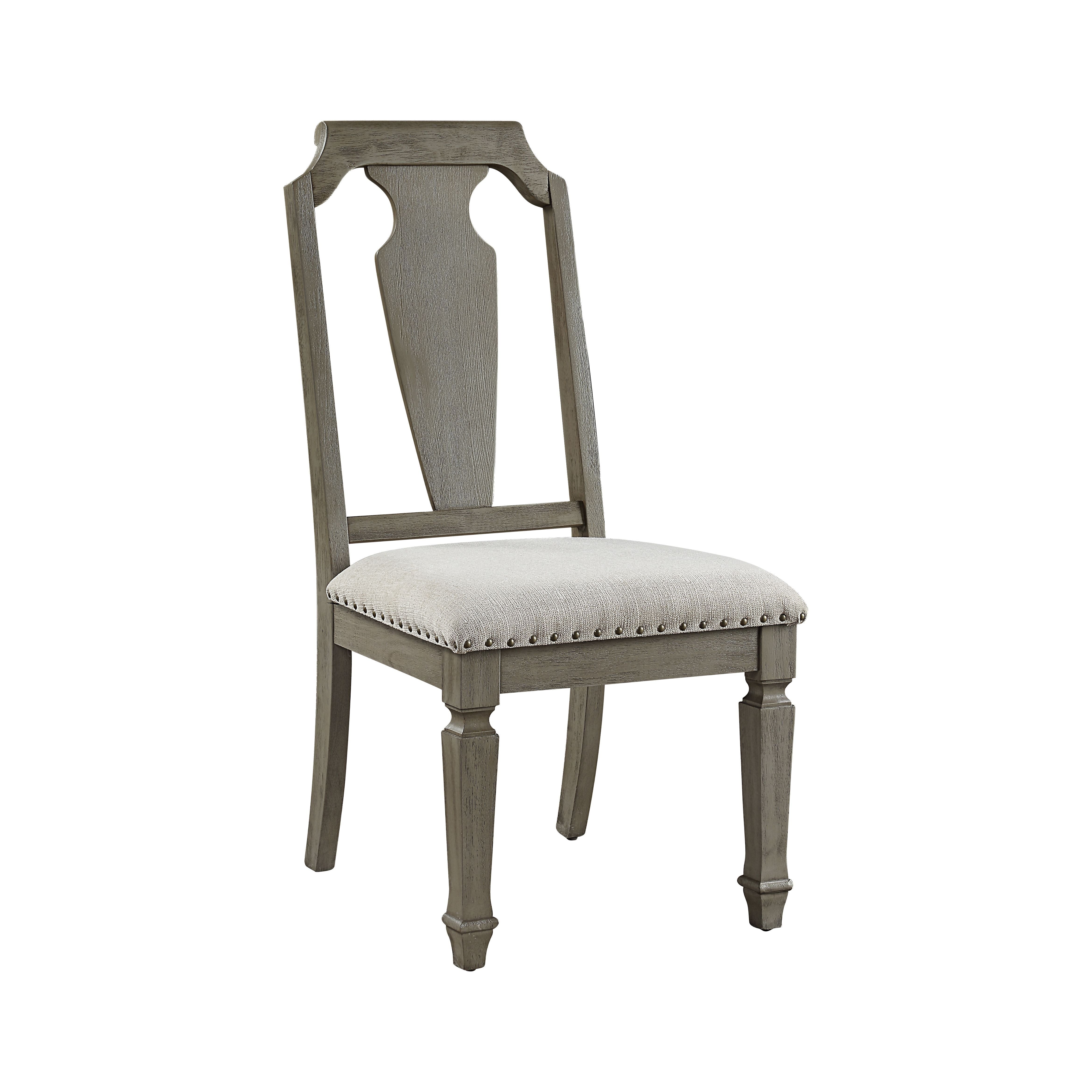 ACME Zumala - Side Chair (Set of 2) - Beige Linen & Weathered Oak Finish | Meri Furniture