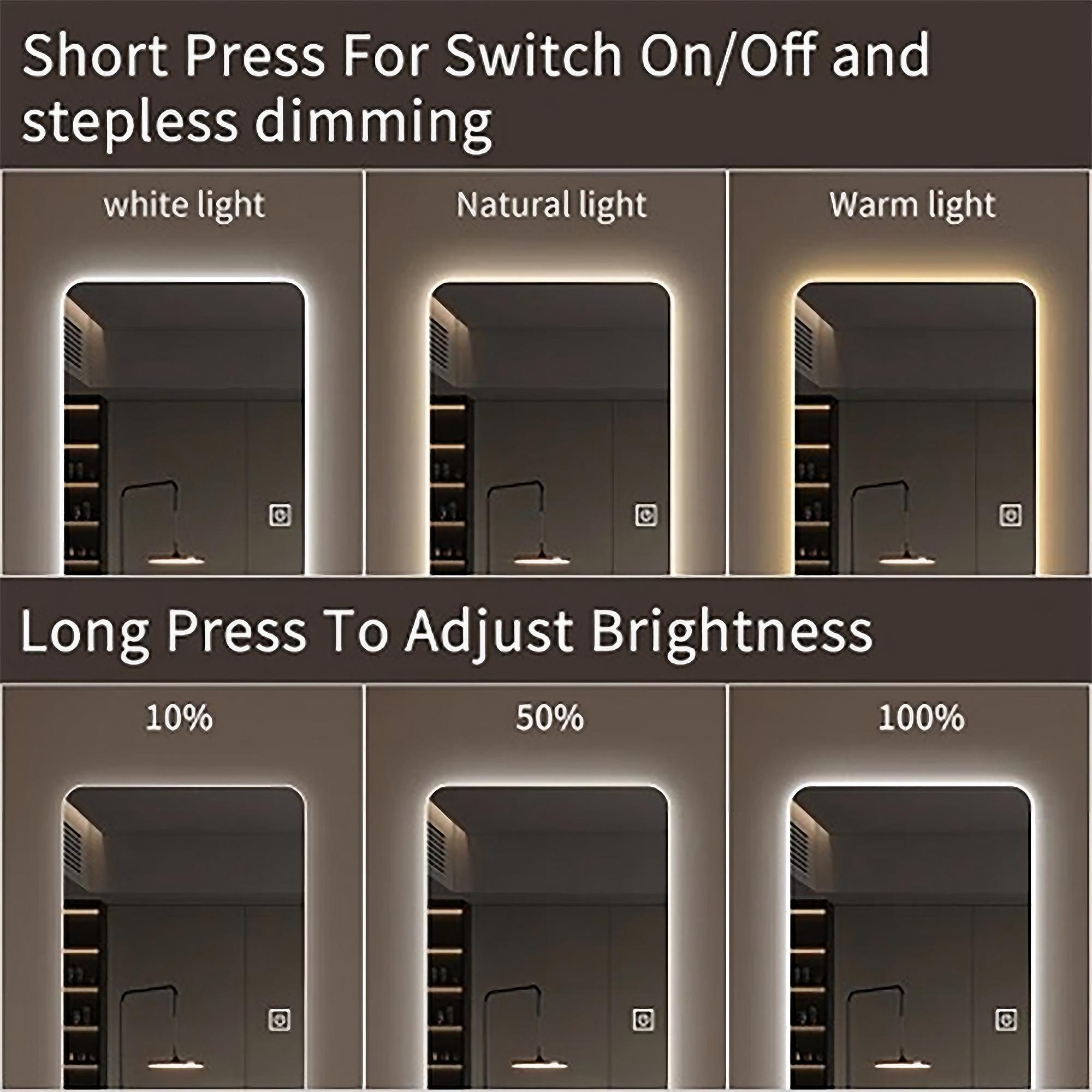 Wall Mounted Full Body Mirror With Dimming Lights Glass - Silver