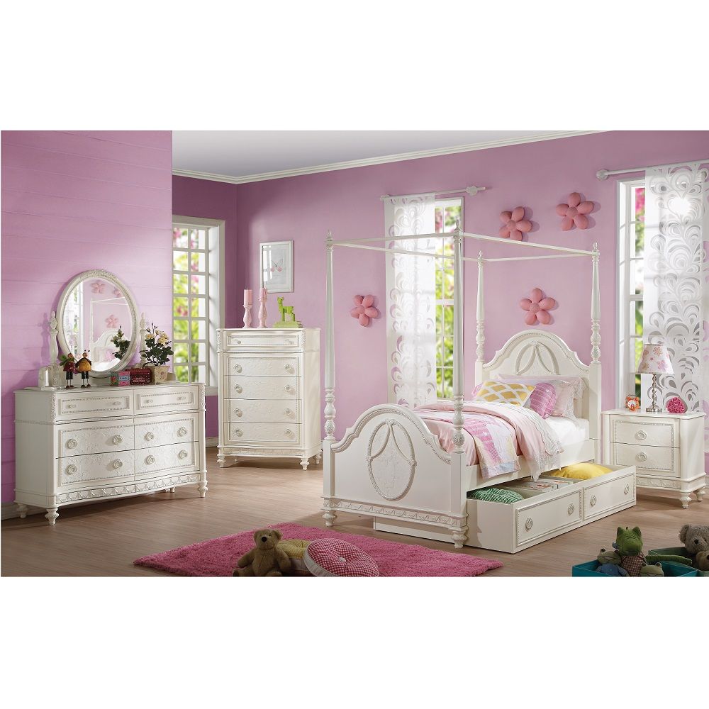 ACME 13 Slats - Box Spring Not Required Poster Bed Optional Canopy Arched HB/FB with Oval Molding | Meri Furniture