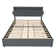 Bed With USB Charging Station, LED Lights, Headboard & Storage Drawers