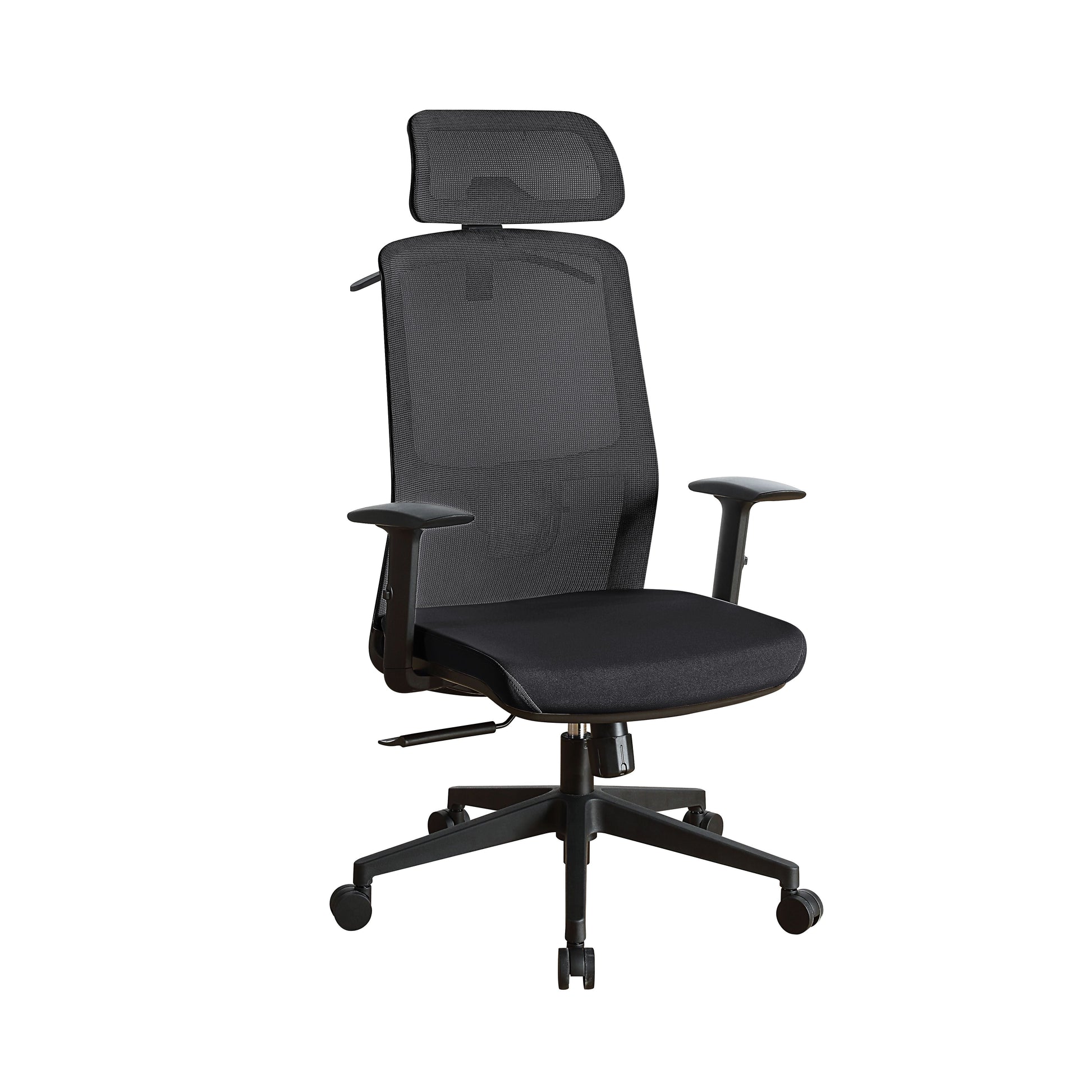 ACME •KD, Office Chair•Seat: Swivel (360 Degrees), and Adjustable Height•Padded Seat Cushion•Back Cushion w/Breathable Mesh Material•5-Star Base w/Casters•Seat Cushion Thickness: 3"•Adjustable Headrest(3 Angels & 6 cm) & Armrest(8 cm) | Meri Furniture