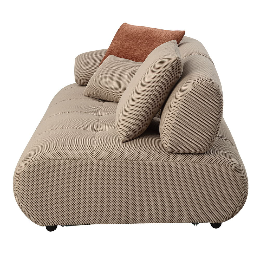 Carrick - Sectional Sofa With 6 Pillows - Beige Sandwich Mesh Fabric