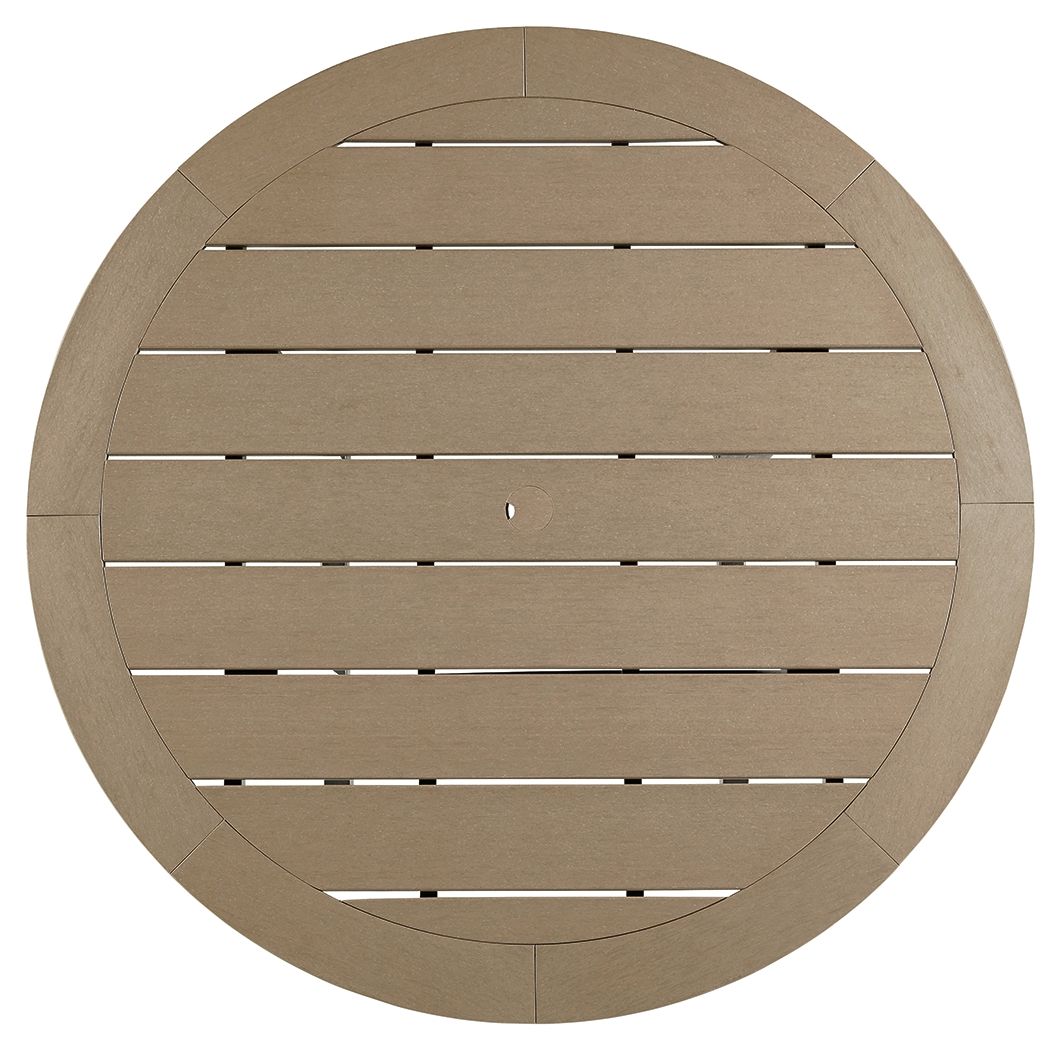 Signature Design by Ashley® Fairen Trail - Black / Driftwood - Round Bar Table W/Umb Opt | Meri Furniture