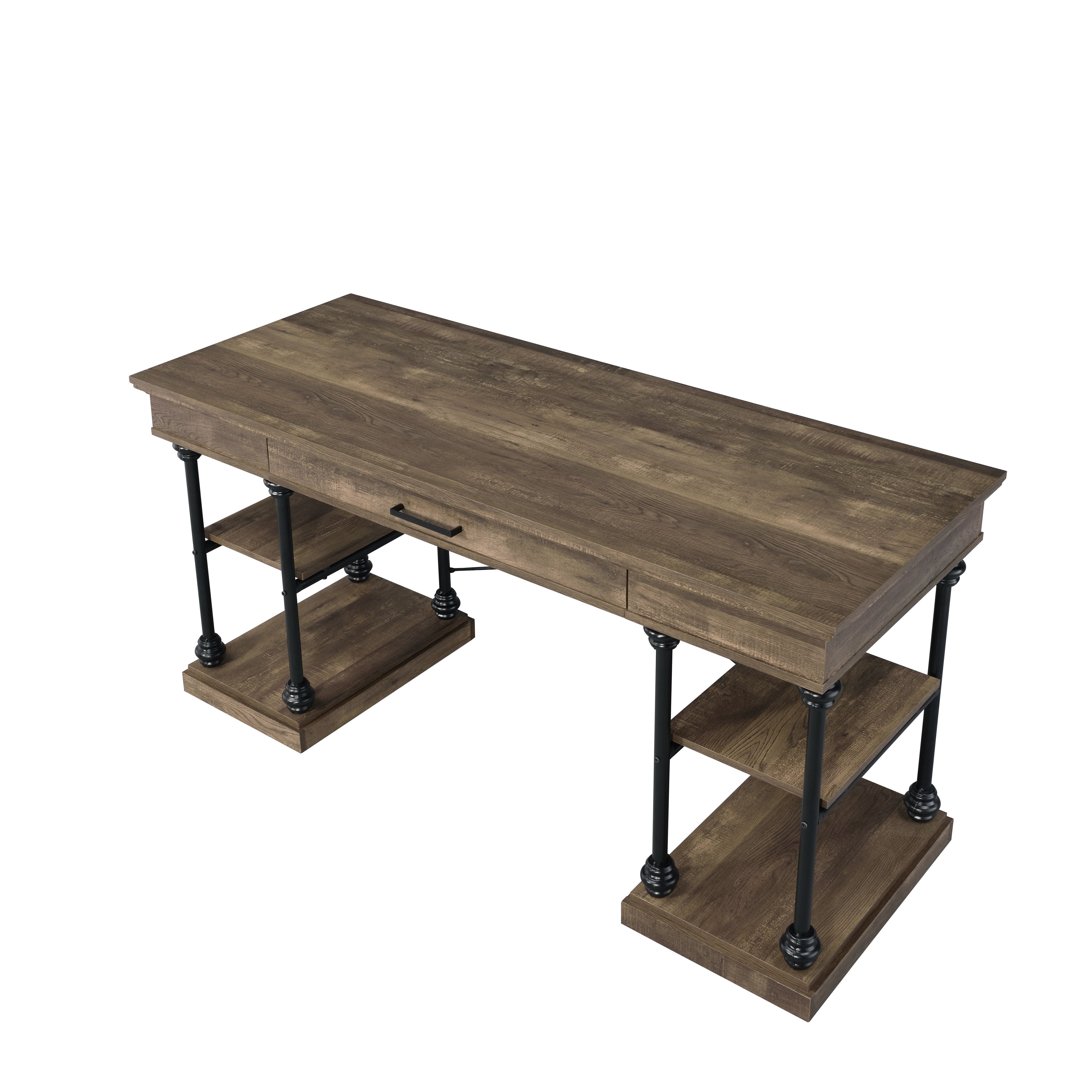 ACME Synal - Writing Desk - Rustic Oak & Black Finish | Meri Furniture