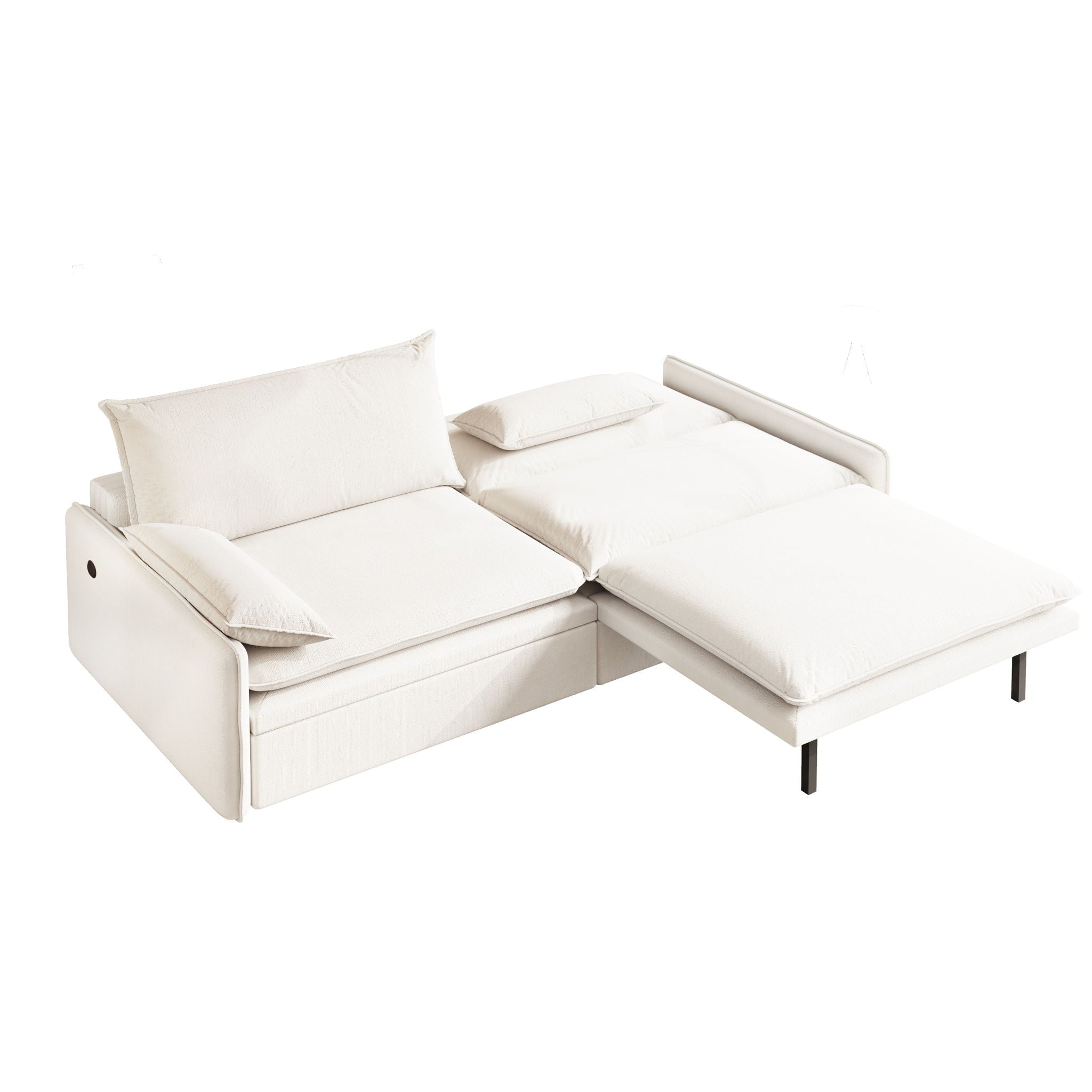 4 Seat Convertible Sleeper Sofa Bed, Modern With Storage