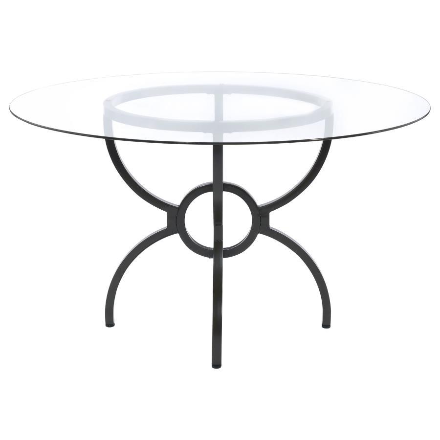 Coaster Fine Furniture Aviano - Round Glass Top Metal Dining Table - Gunmetal | Meri Furniture