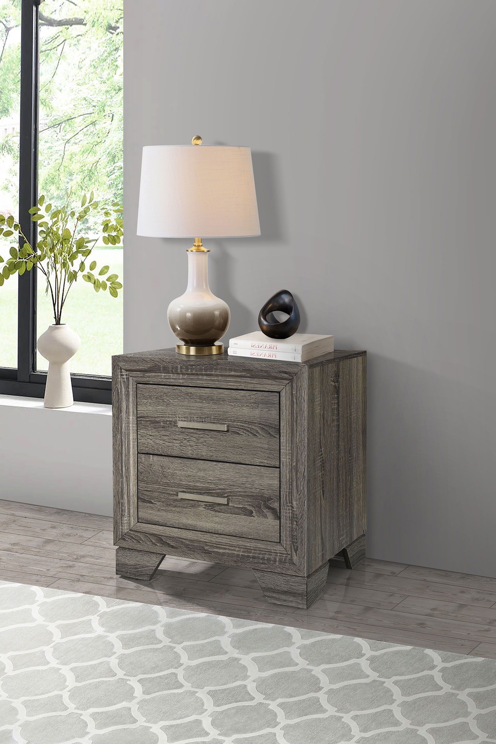 Coaster Fine Furniture Wright - 2-Drawer Nightstand Bedside Table - Brown Oak | Meri Furniture