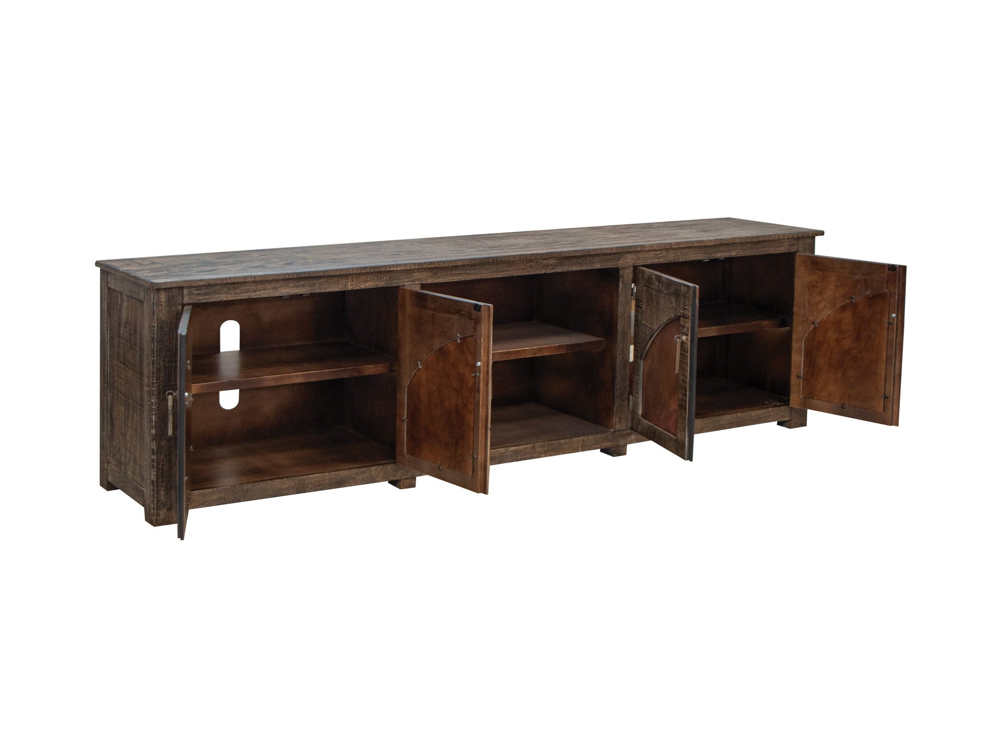 International Furniture Direct Blackburn - TV Stand - Charred Brown | Meri Furniture