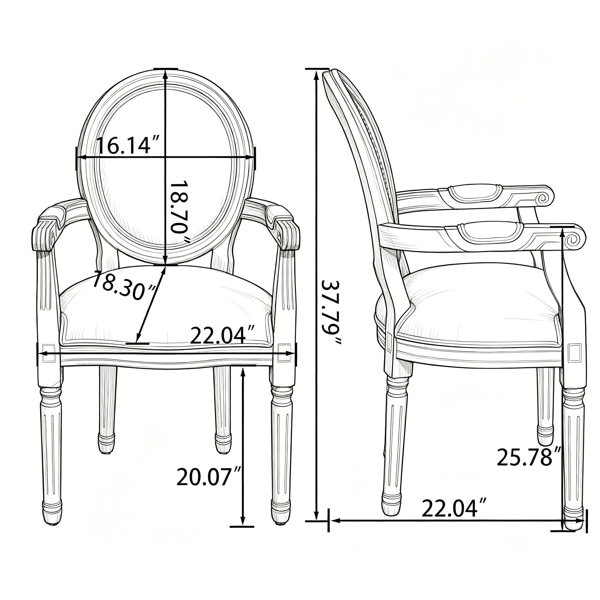 French Vintage Upholstered Fabric Dining Armchair (Set of 2)