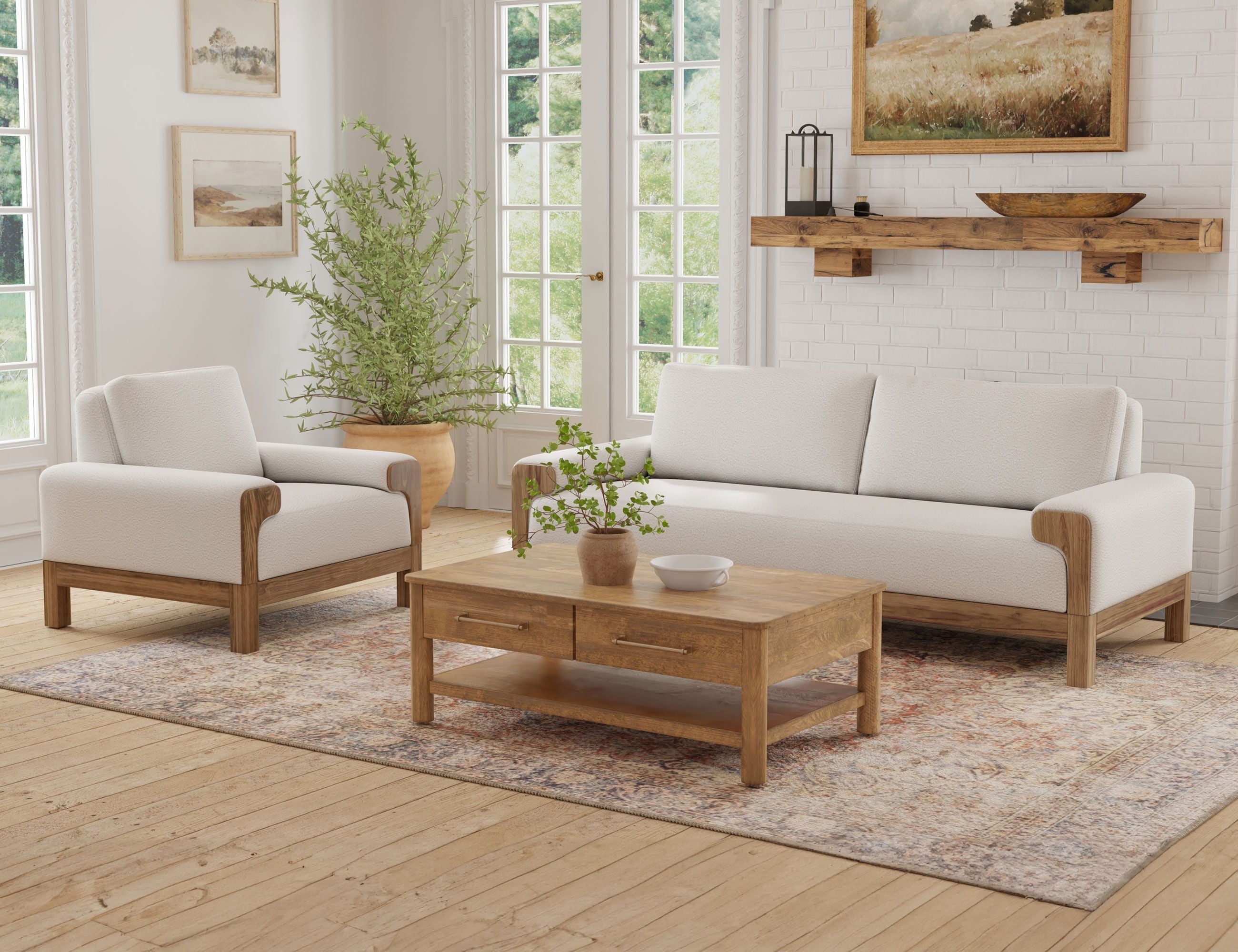 International Furniture Direct Sedona - Loveseat - Light Cream | Meri Furniture
