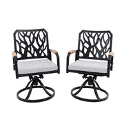 Outdoor Patio Swivel Rocker With Outdoor Grade Sunbrella Cushions, Branch Like Backrest (Set of 2) - Bourbon Brown