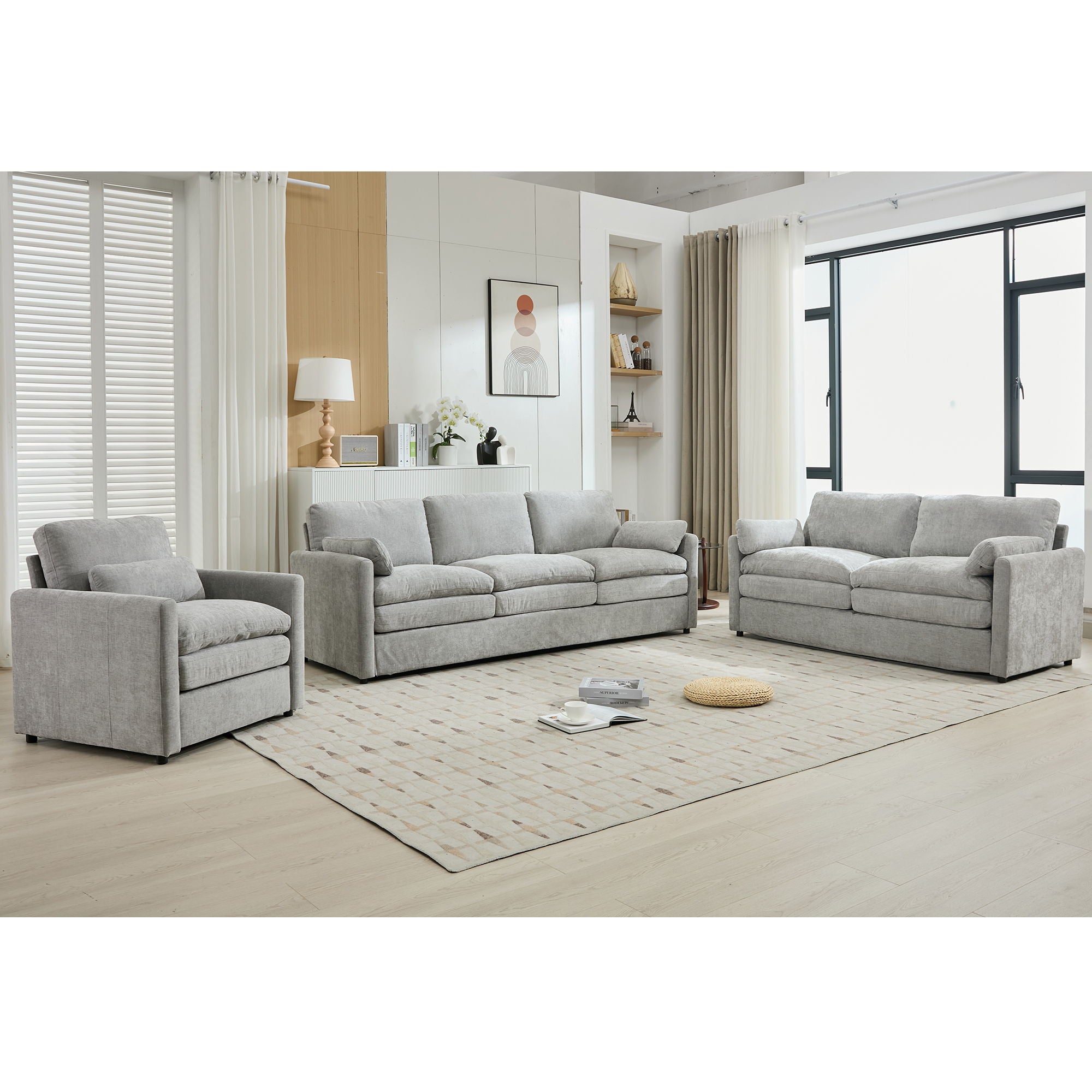 Cozy Upholstered Sofa Set For Living Room