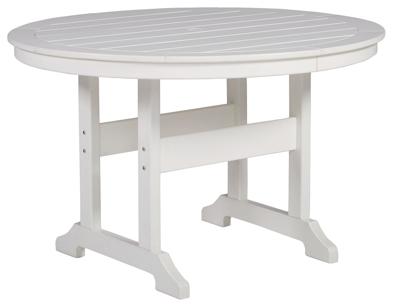 Signature Design by Ashley® Crescent Luxe - White - Round Dining Table W/Umb Opt | Meri Furniture