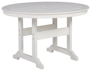 Signature Design by Ashley® Crescent Luxe - White - Round Dining Table W/Umb Opt | Meri Furniture
