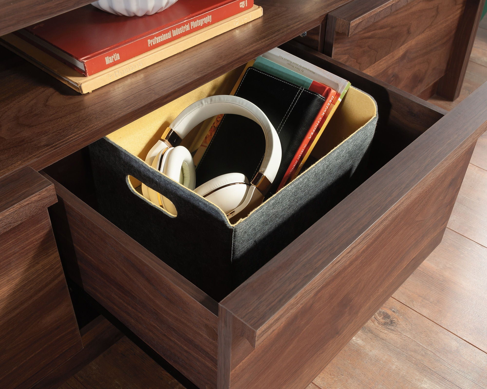 TV Credenza with Drawers in Grand Walnut