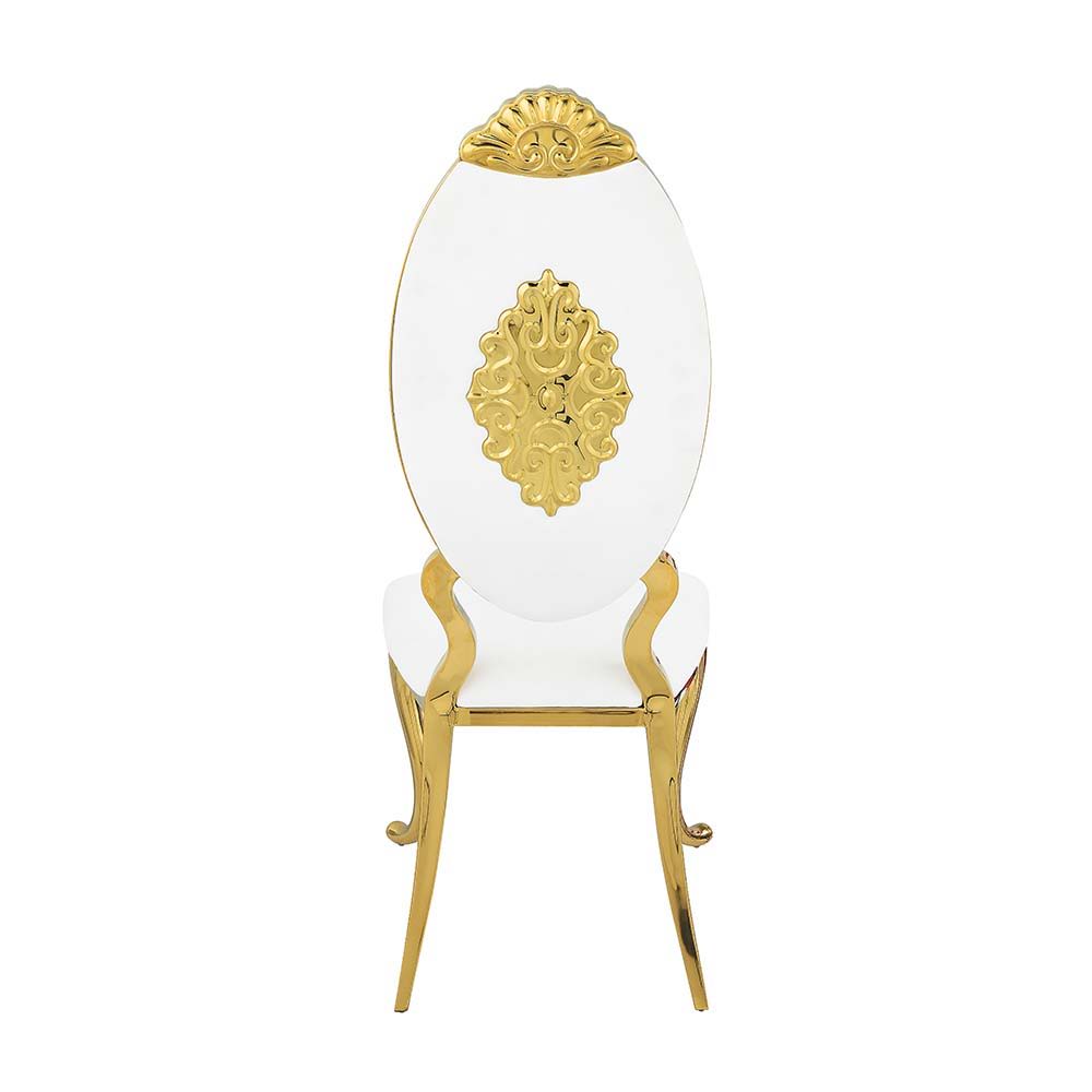 ACME Fallon - Side Chair (Set of 2) - White PU & Mirroed Gold Finish | Meri Furniture