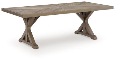 Laguna Heights - Rectangular Dining Table With Umbrella Option - Beige