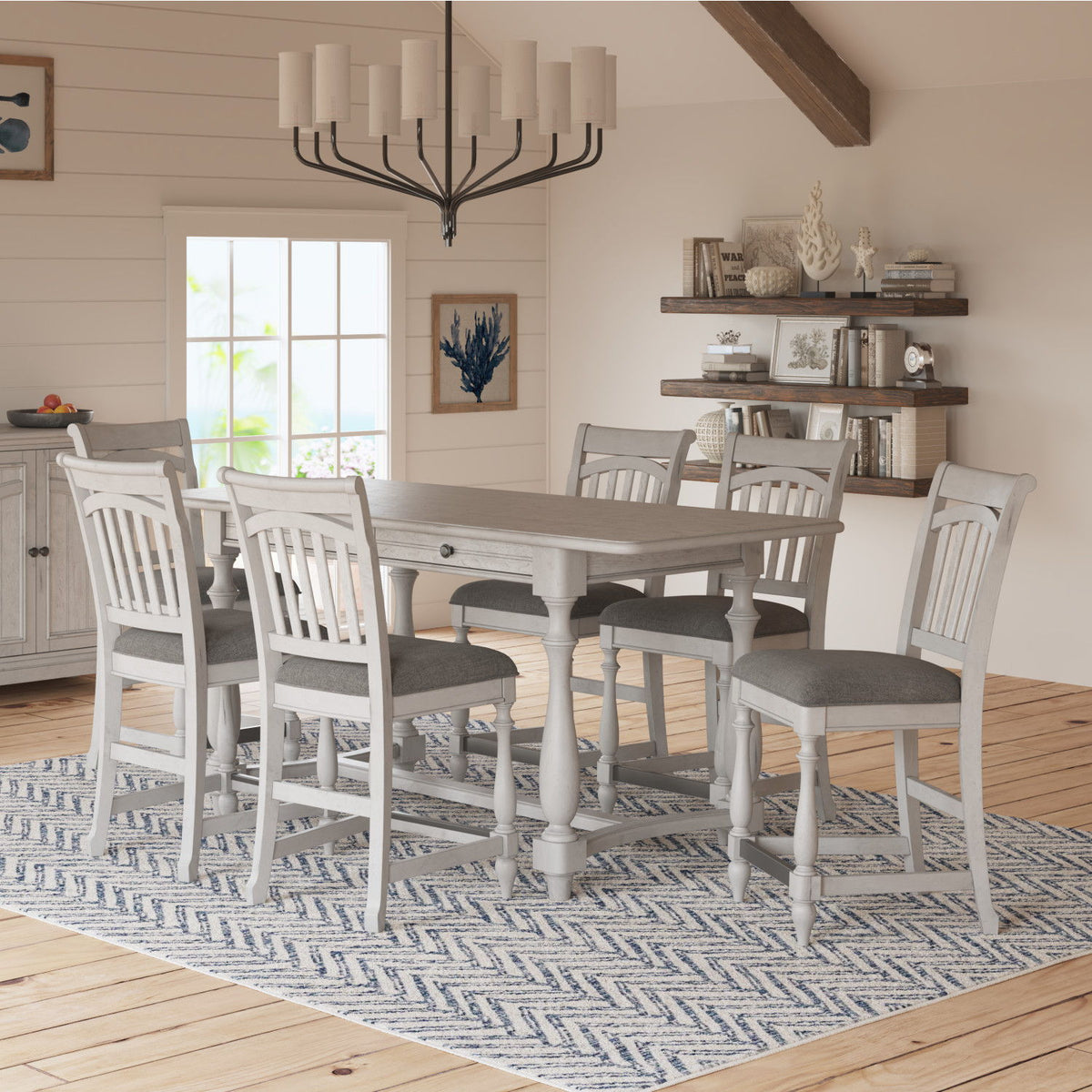 Slat Back Barstools (Set of 2) - Gray