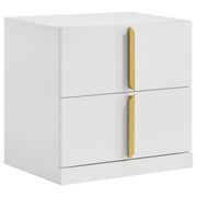 Ines - 2-Drawer Nightstand Bedside Table - White High Gloss