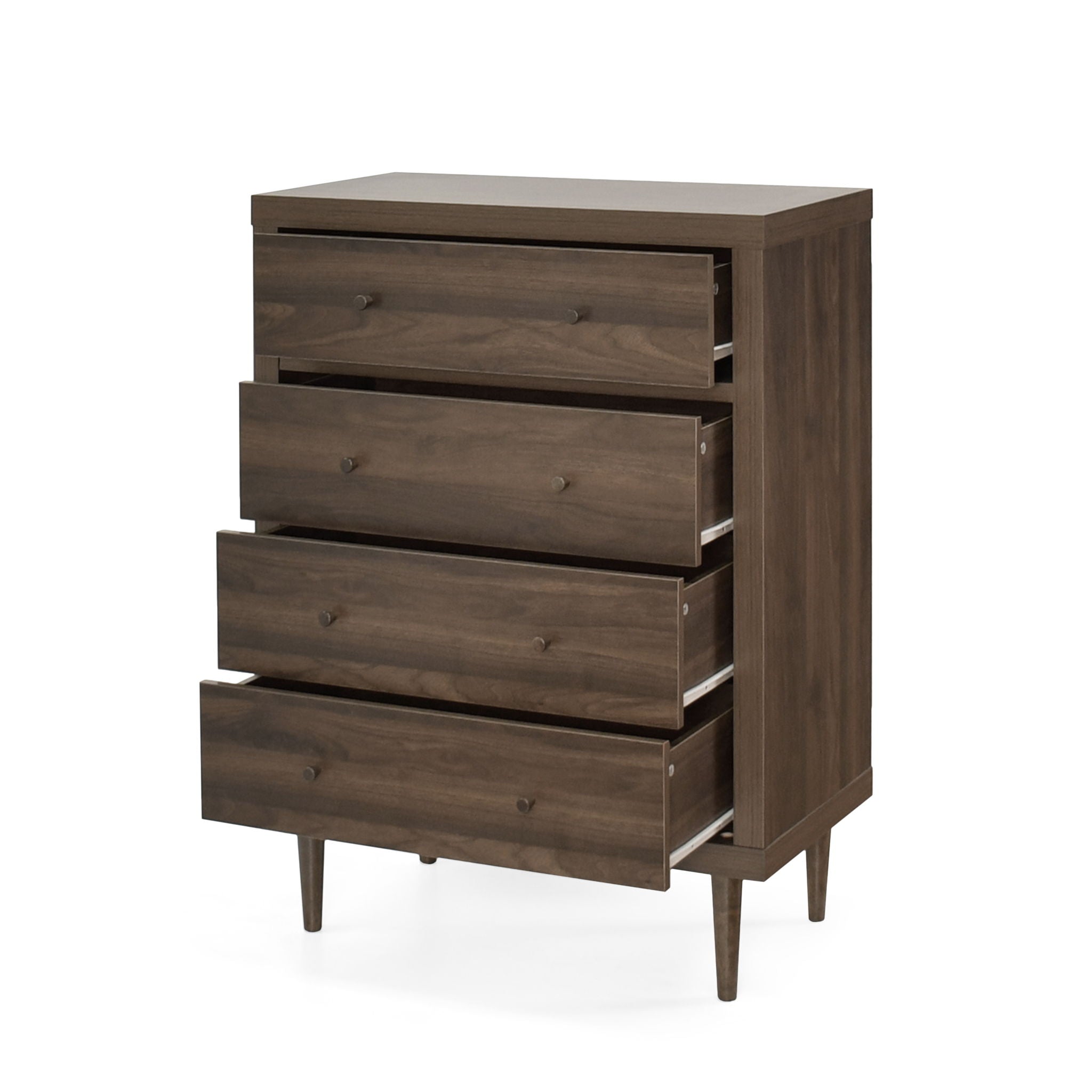 Farhart - Mid Century Modern 4 Drawer Dresser - Walnut
