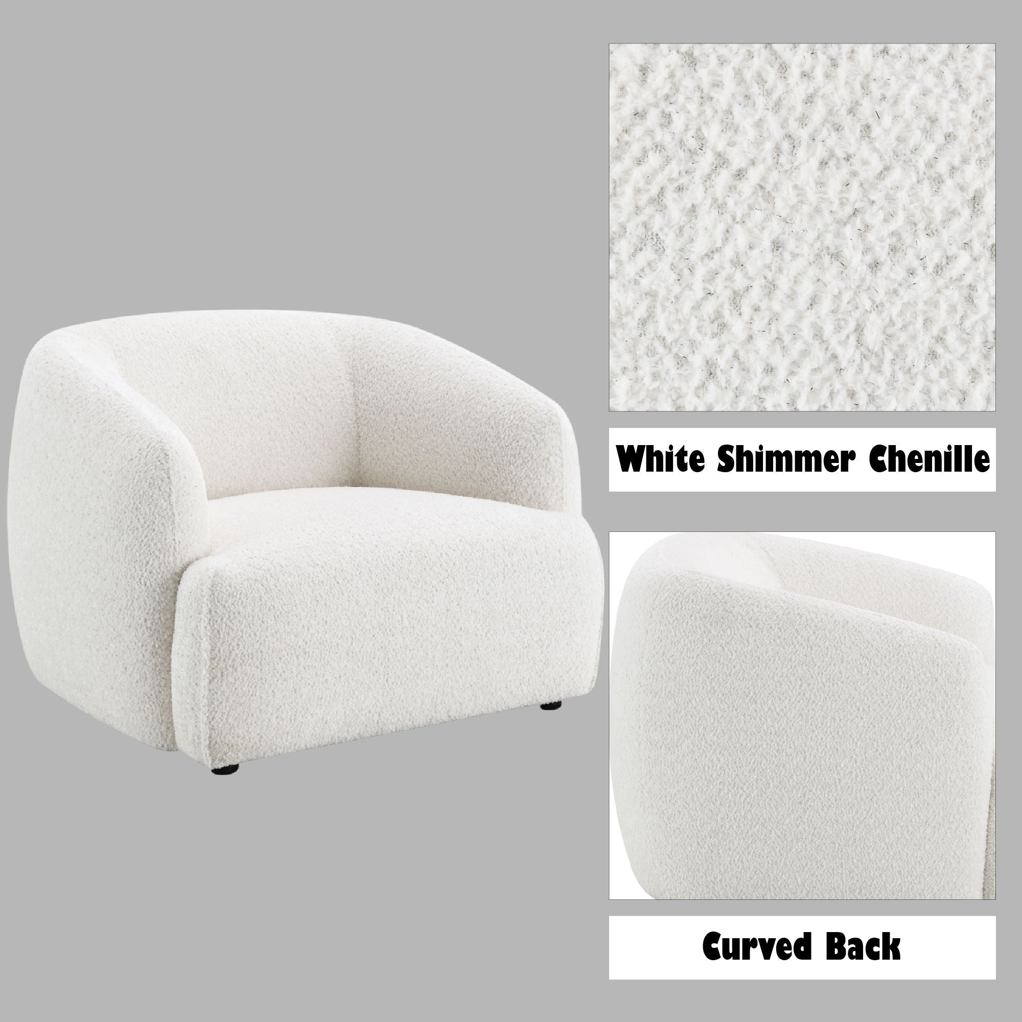 Lucifer - Chair - White Shimmer Chenille