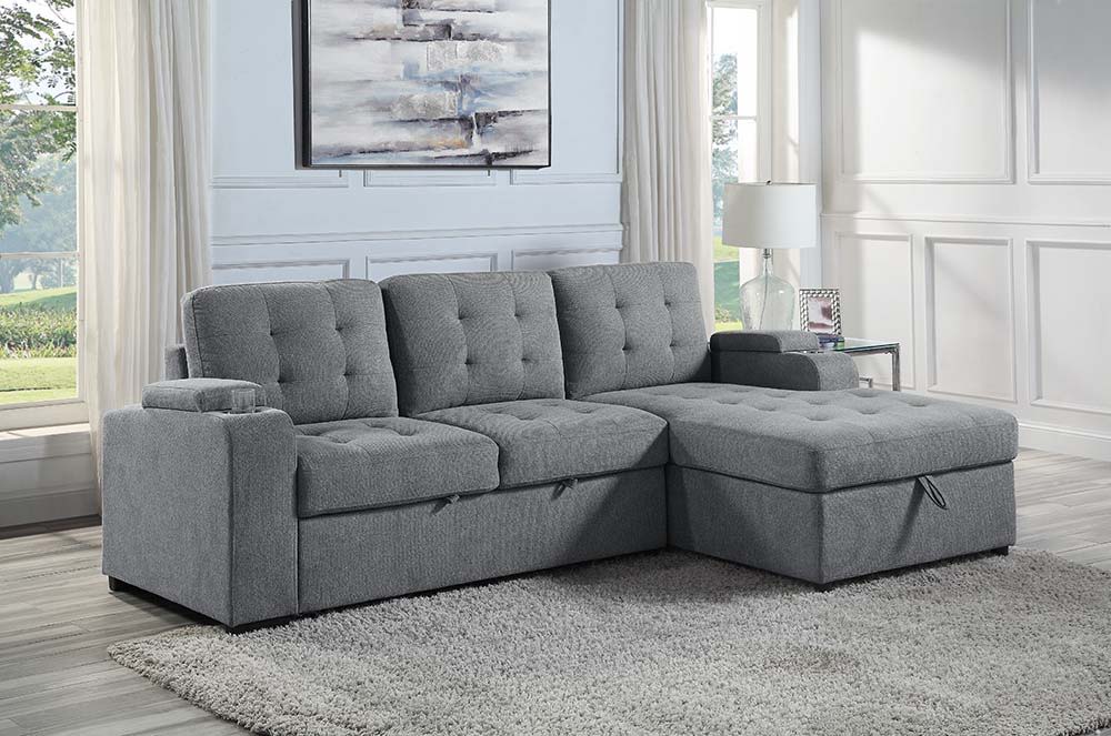 ACME Kabira - Sectional Sofa - Gray Fabric | Meri Furniture