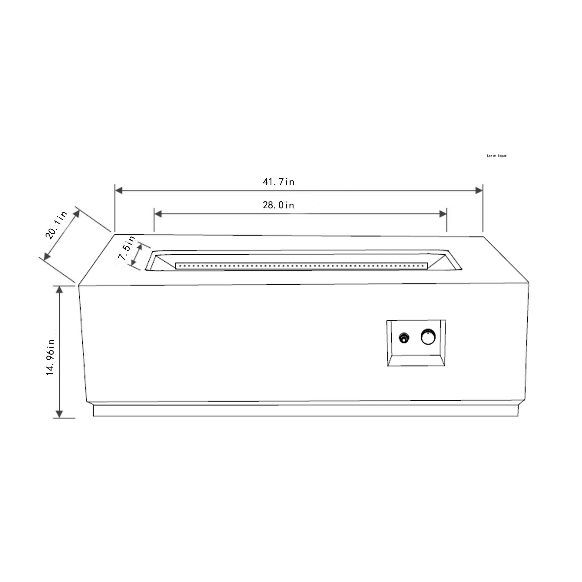 42" Propane Gas Fire Pit Table, 50000 Btu Rectangular Steel Fire Pit With Glass Wind Guard For Outside Patio Deck Garden Courtyard - Gray