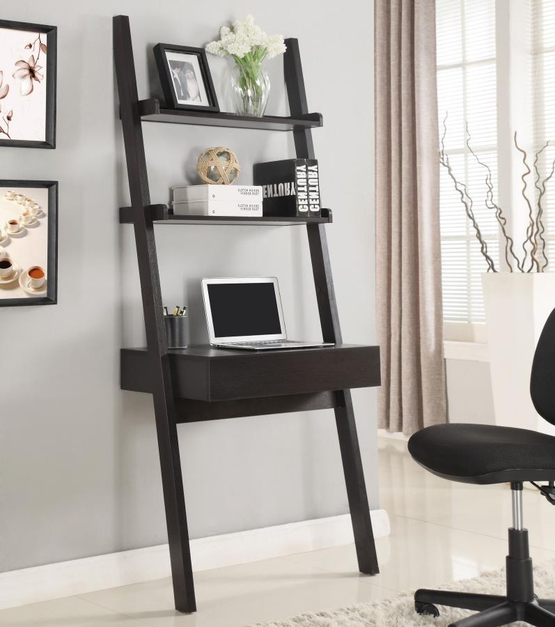 Coaster Fine Furniture Colella - 1-Drawer Ladder Desk With Shelf - Cappuccino | Meri Furniture