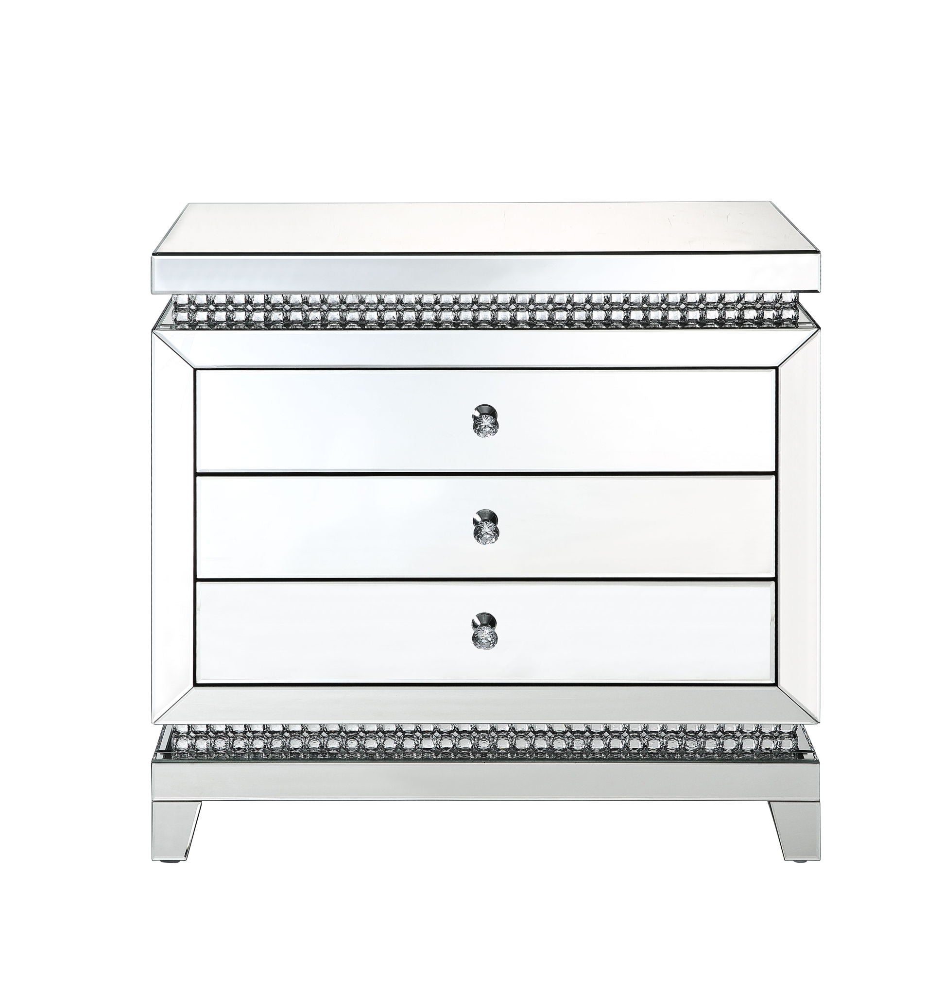 Lotus - 32" Console Cabinet - Mirrored & Faux Ice Cube Crystals