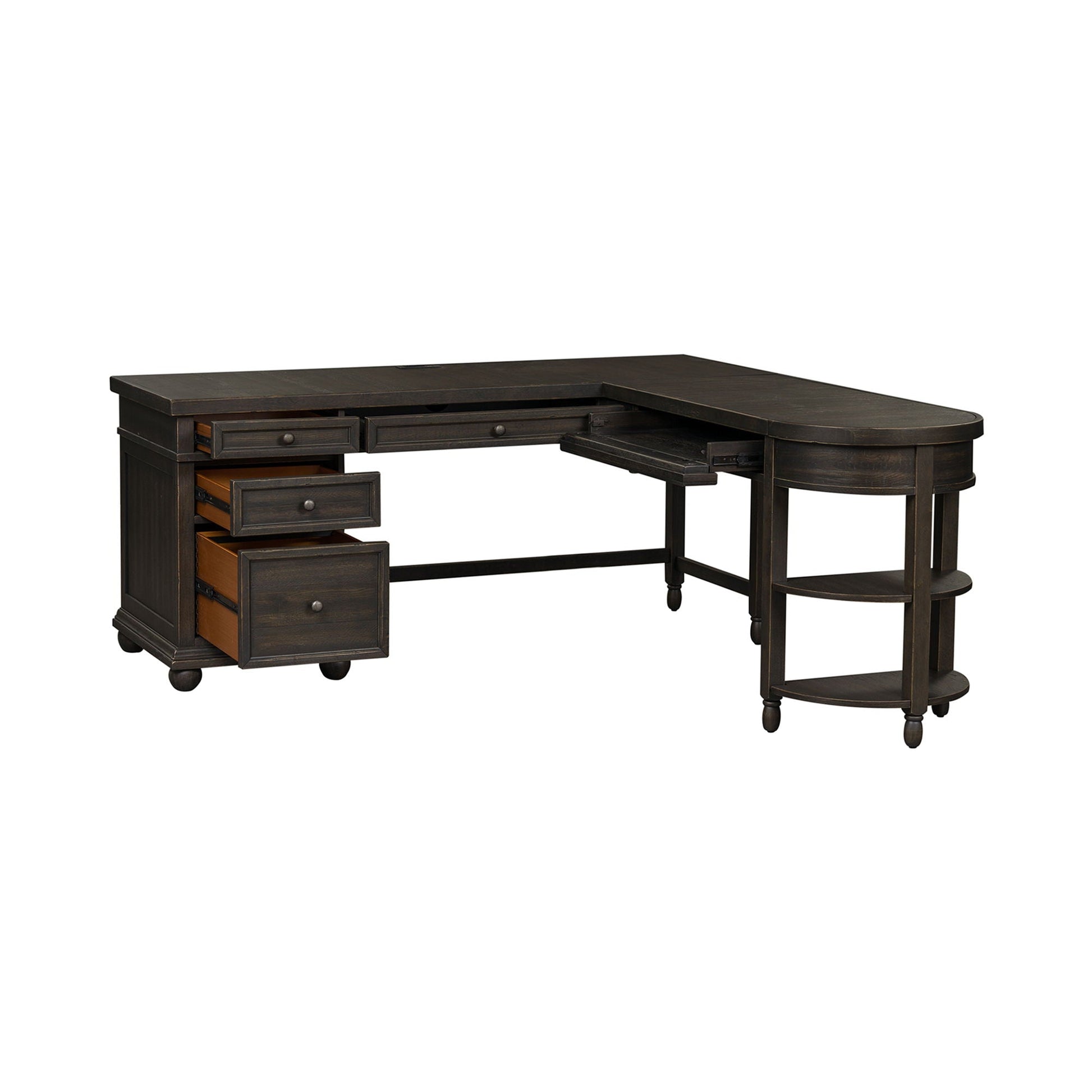 Liberty Furniture Harvest Home - L Shaped Desk Set - Black | Meri Furniture
