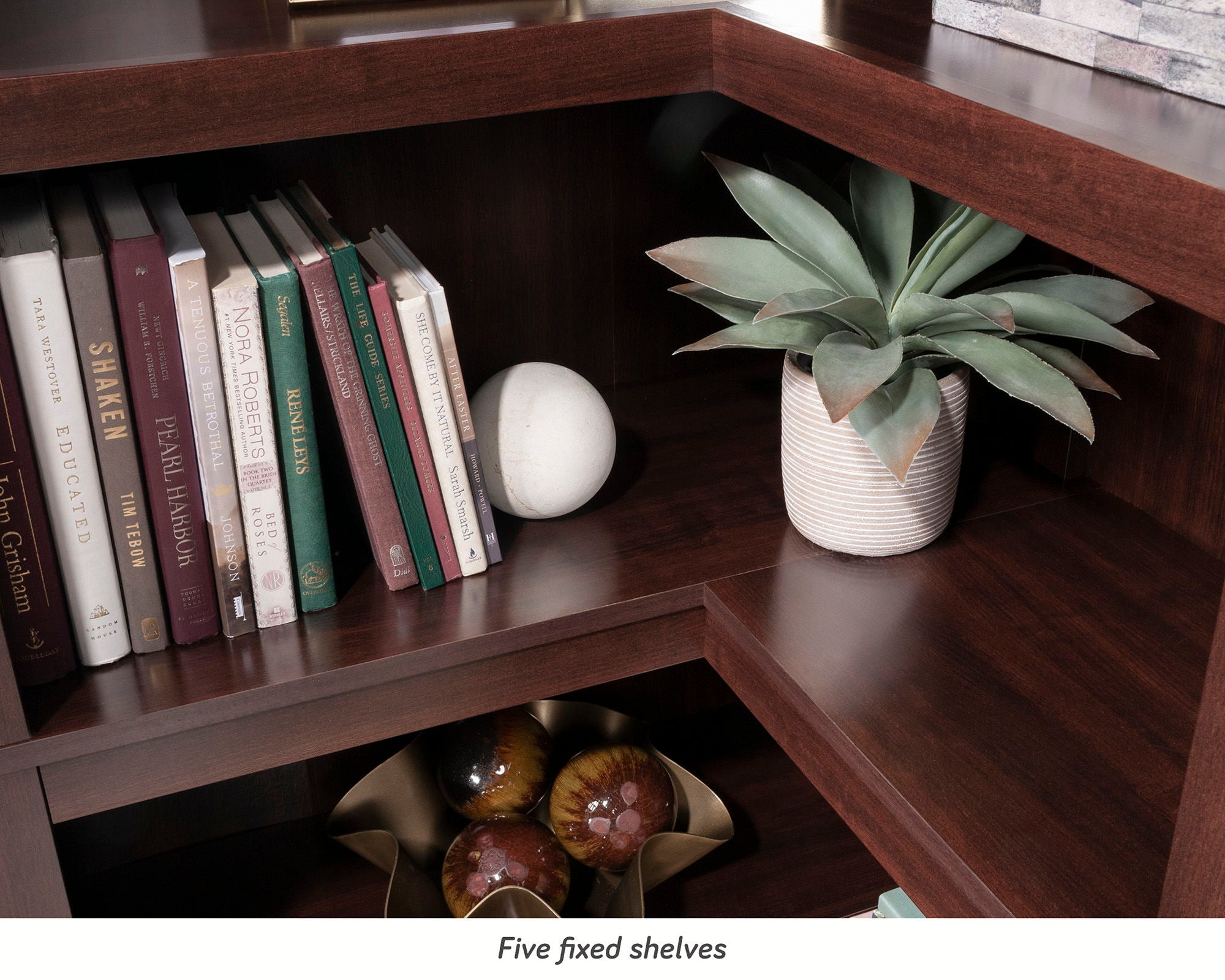 5-Shelf Corner Bookcase in Select Cherry