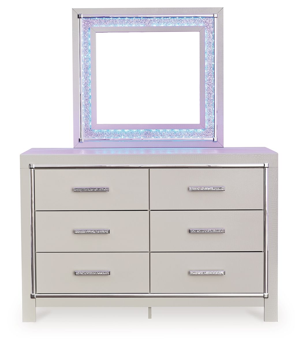 Signature Design by Ashley® Zyniden - Silver - Dresser And Mirror | Meri Furniture