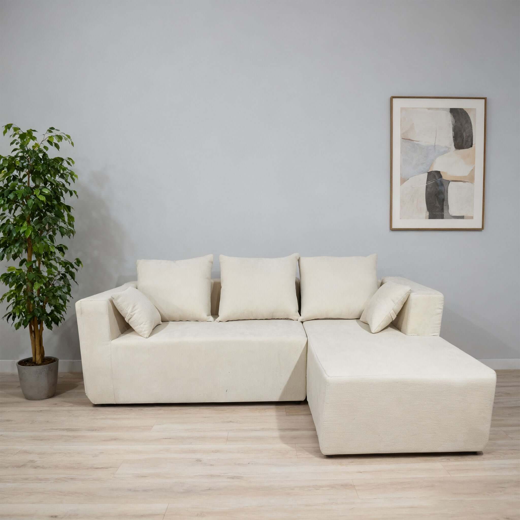Modular Corner Sofa With Soft Linen Fabric